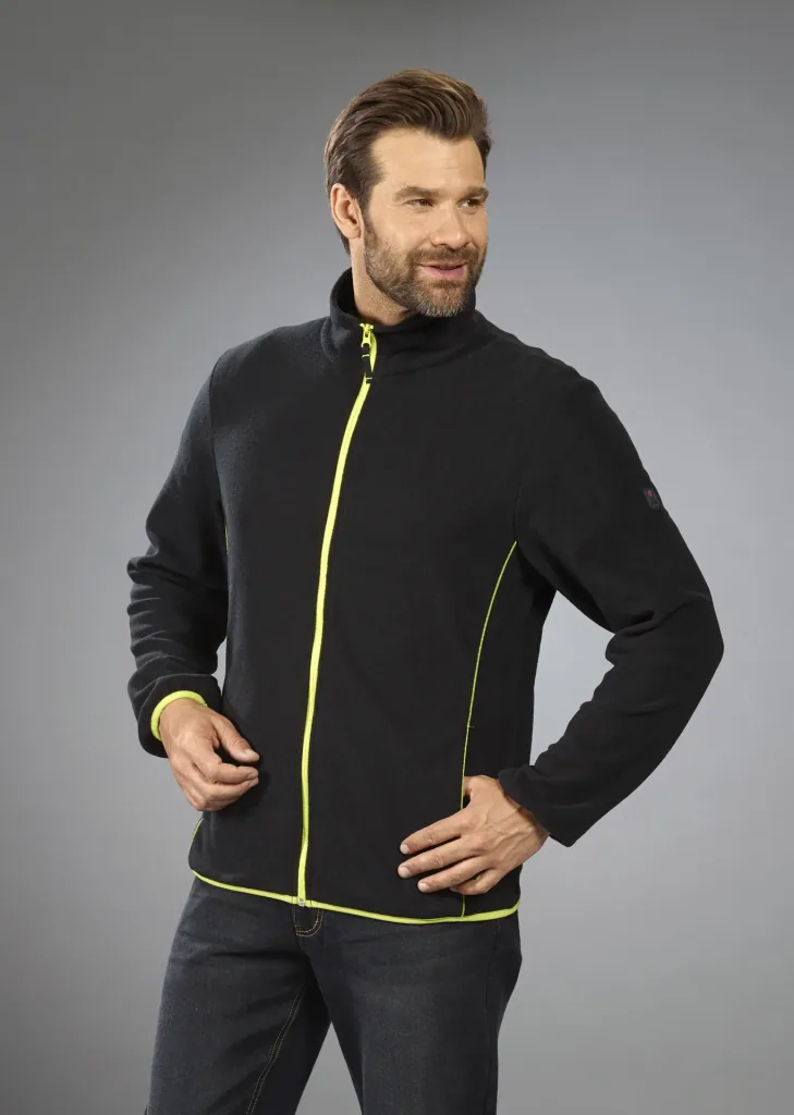 Fleecejacke in leichter Qualität, Farbe schwarz/limette, Gr.M