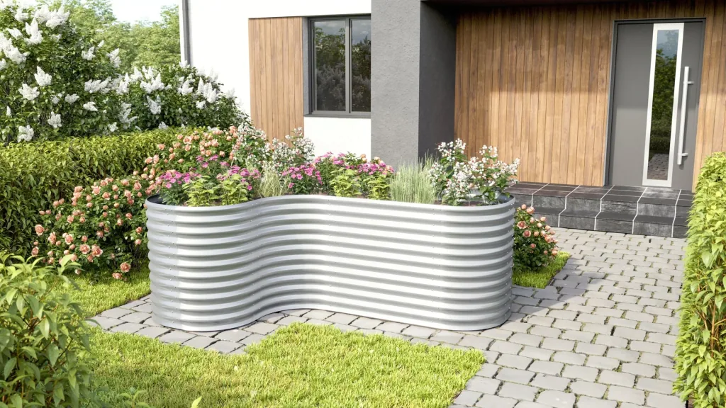 Hochbeeterweiterung Curve 858, Zinkalum, Farbe blank