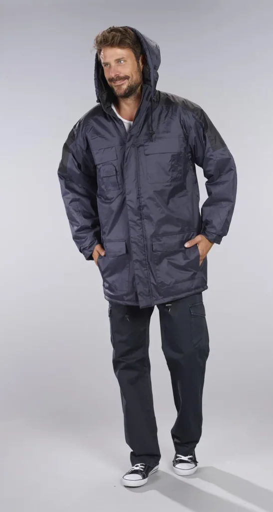 Thermoparka mit Kapuze, Farbe marine/schwarz, Gr. M