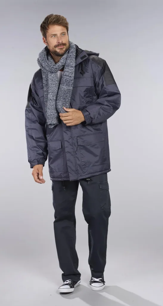 Thermoparka mit Kapuze, Farbe marine/schwarz, Gr. M