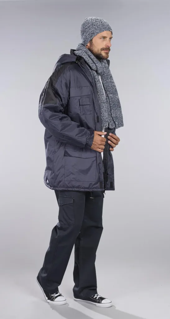 Thermoparka mit Kapuze, Farbe marine/schwarz, Gr. M