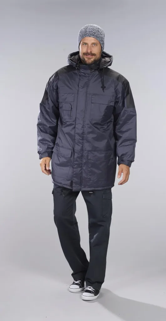 Thermoparka mit Kapuze, Farbe marine/schwarz, Gr. XL