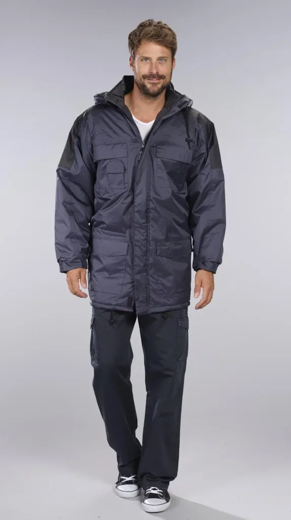 Thermoparka mit Kapuze, Farbe marine/schwarz, Gr. XL