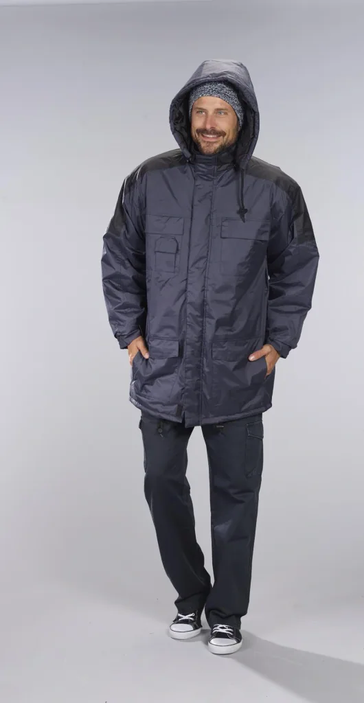 Thermoparka mit Kapuze, Farbe marine/schwarz, Gr. XL