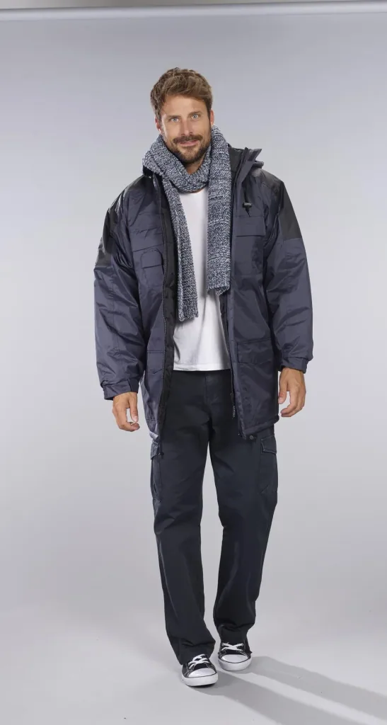 Thermoparka mit Kapuze, Farbe marine/schwarz, Gr. XL