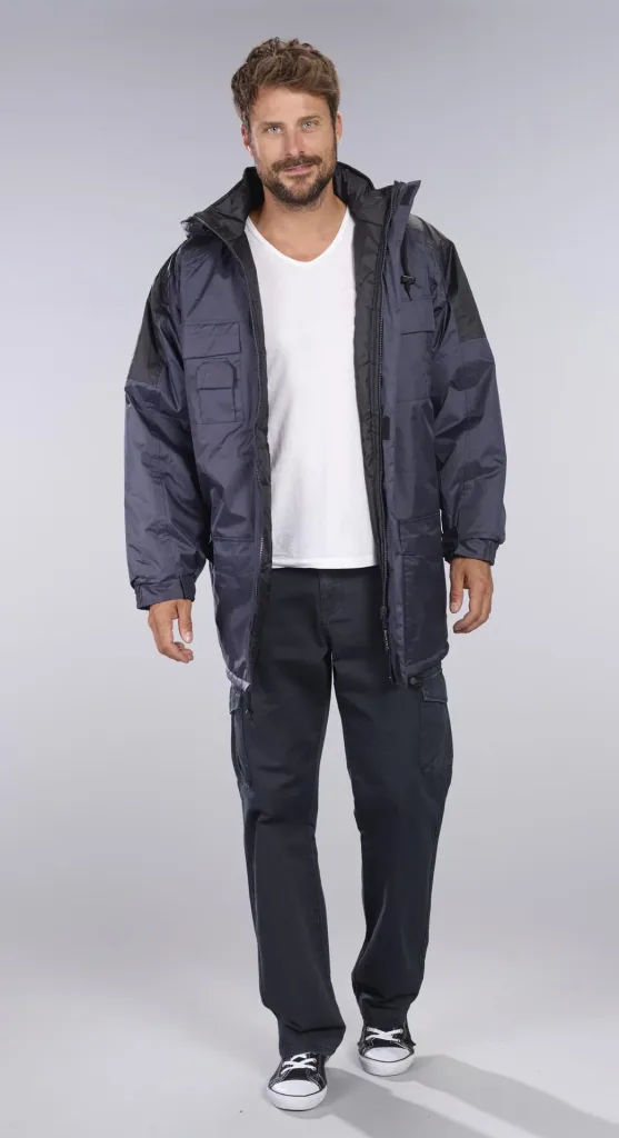 Thermoparka mit Kapuze, Farbe marine/schwarz, Gr. XL