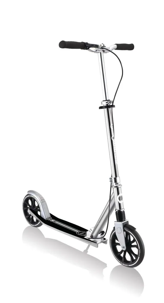 NL 205 Deluxe Tretroller, 205 mm, ABEC 7, Handbremse, höhenverstellbar, Frontfederung, Klappmechanismus, silber
