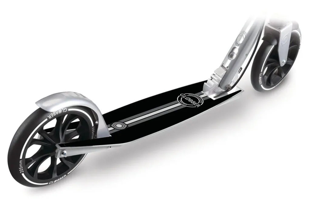 NL 205 Deluxe Tretroller, 205 mm, ABEC 7, Handbremse, höhenverstellbar, Frontfederung, Klappmechanismus, silber