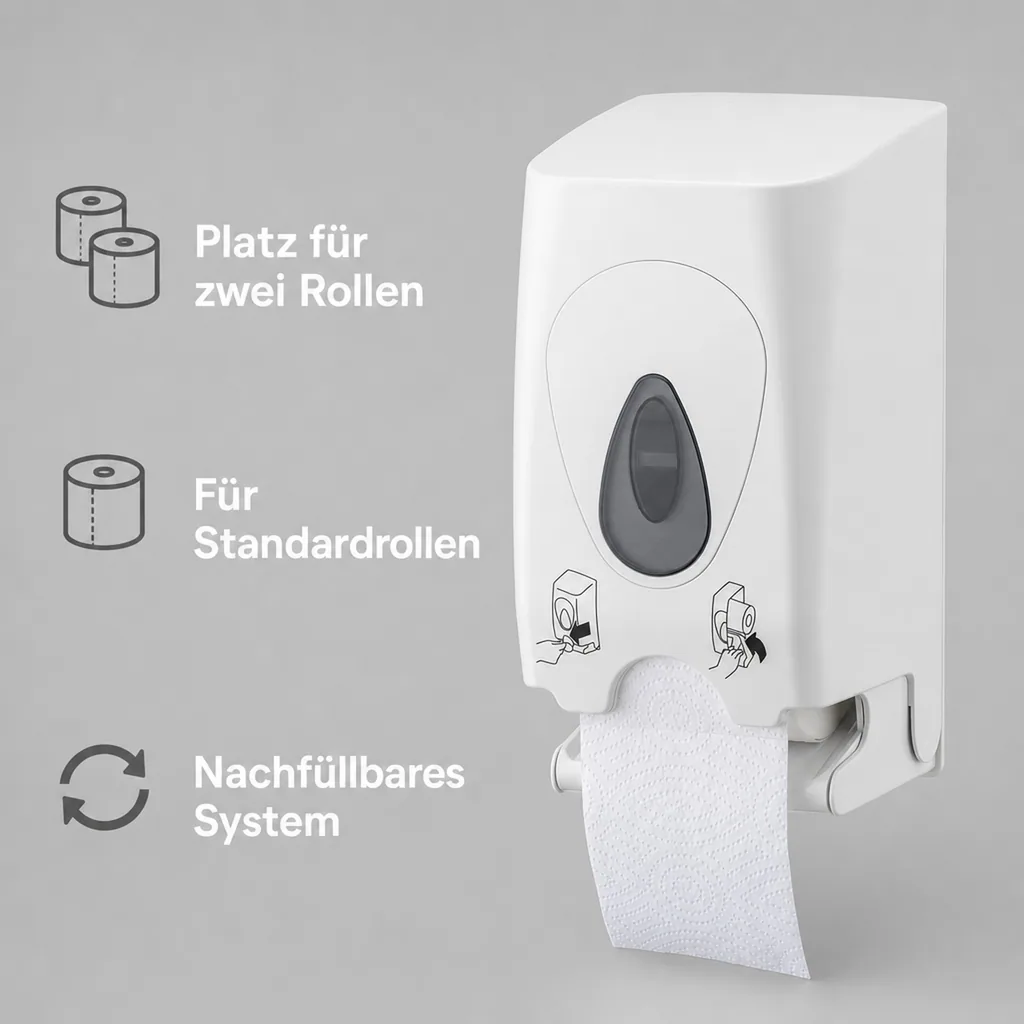 Toilettenpapierhalter, Klopapierhalter, Toilettenpapierspender - PQDuo, für 2 Rollen, Kunststoff