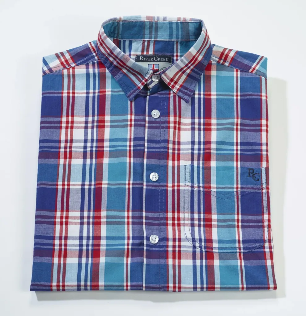 Freizeithemd, halbarm, Farbe blau/rot/türkis kariert, Gr.39/40