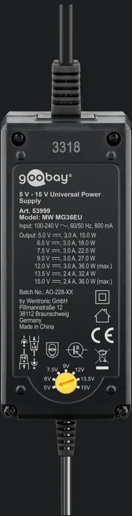 Schaltnetzteil 3000mA/ 5 bis 15 V wählbar, stabilisiert