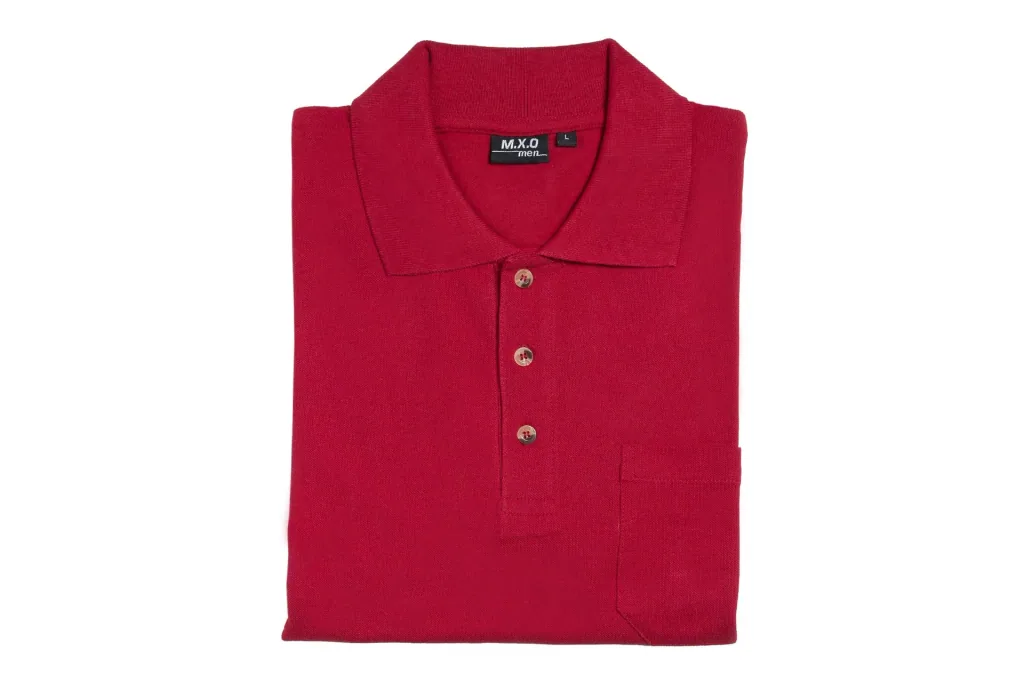 Poloshirt mit Knopfleiste und Brusttasche, Farbe rot, Gr.L