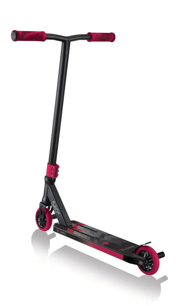 STUNTSCOOTER GS 540, Freestyle Kickroller, 100 mm, ABEC 7, verstärkter Lenker, 360°- Lenkung, schwarz-rot