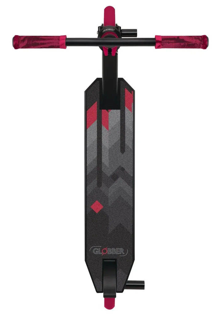 STUNTSCOOTER GS 540, Freestyle Kickroller, 100 mm, ABEC 7, verstärkter Lenker, 360°- Lenkung, schwarz-rot