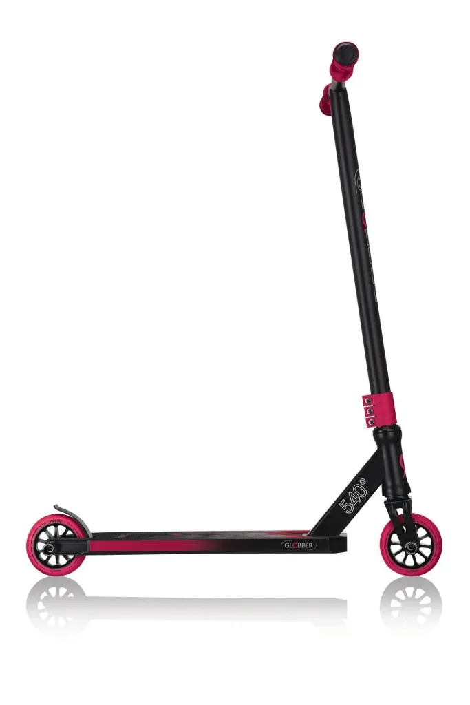 STUNTSCOOTER GS 540, Freestyle Kickroller, 100 mm, ABEC 7, verstärkter Lenker, 360°- Lenkung, schwarz-rot