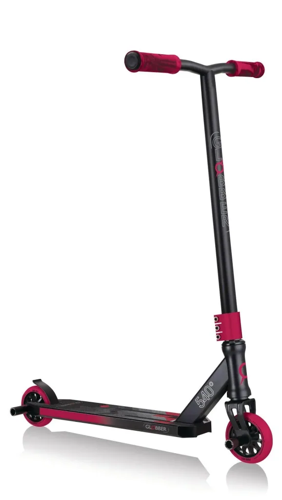 STUNTSCOOTER GS 540, Freestyle Kickroller, 100 mm, ABEC 7, verstärkter Lenker, 360°- Lenkung, schwarz-rot