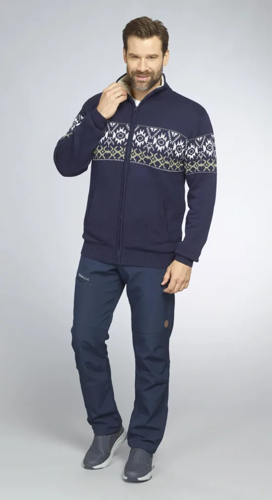 Strickjacke gefüttert, Farbe navy/grün, Gr.M