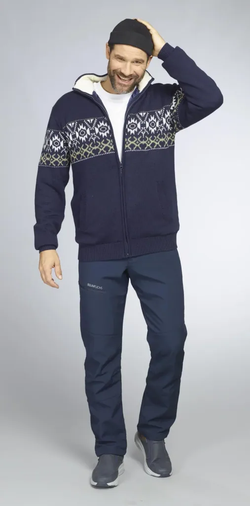 Strickjacke gefüttert, Farbe navy/grün, Gr.M