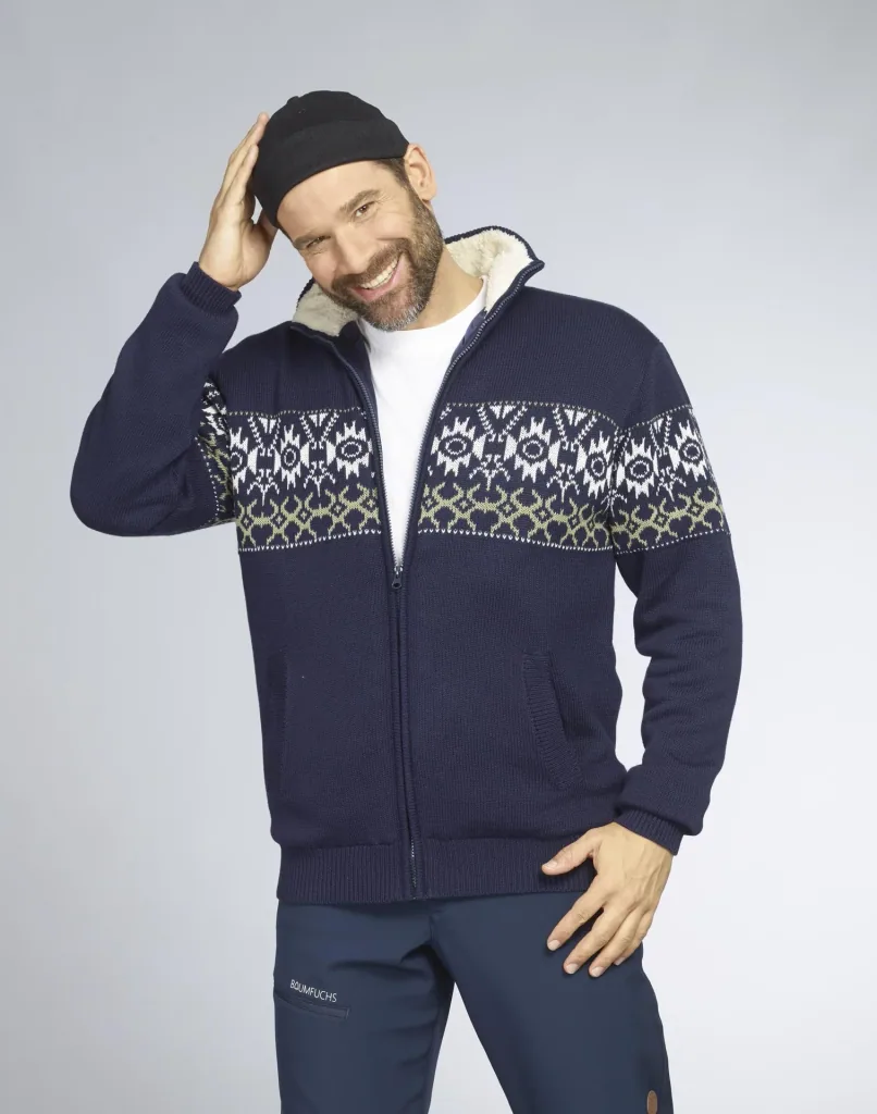 Strickjacke gefüttert, Farbe navy/grün, Gr.M
