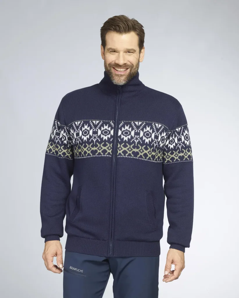Strickjacke gefüttert, Farbe navy/grün, Gr.M