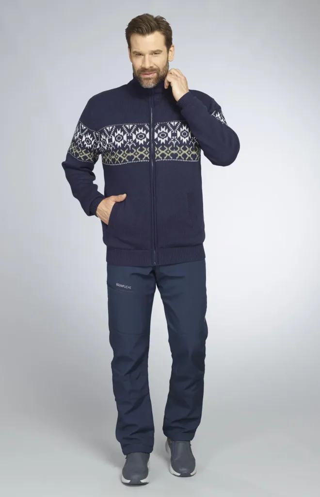 Strickjacke gefüttert, Farbe navy/grün, Gr.M