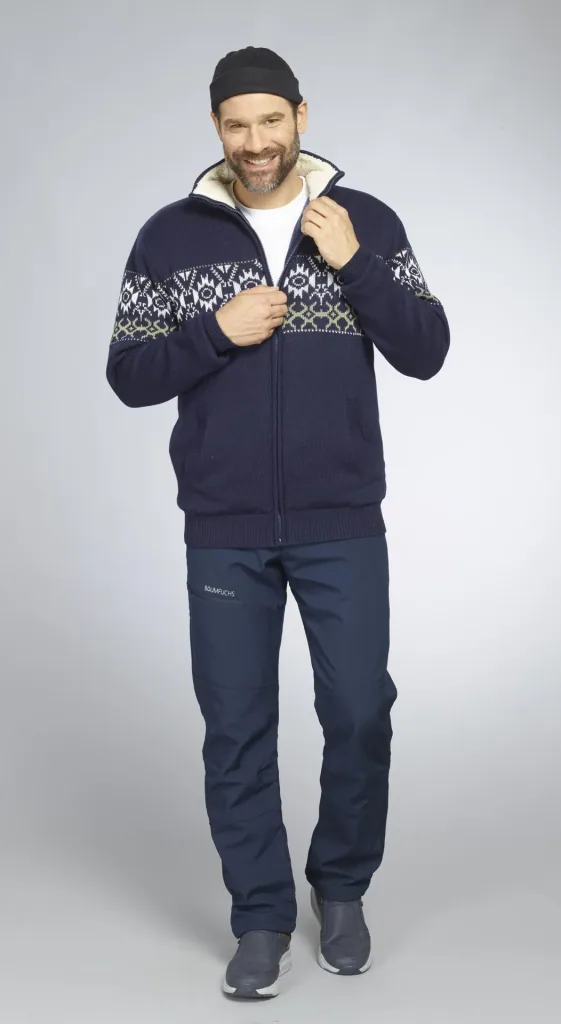 Strickjacke gefüttert, Farbe navy/grün, Gr.M