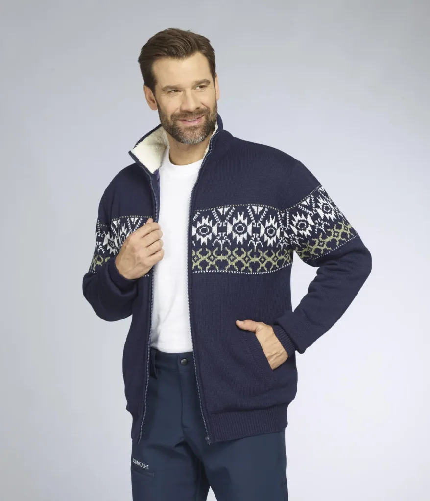 Strickjacke gefüttert, Farbe navy/grün, Gr.M