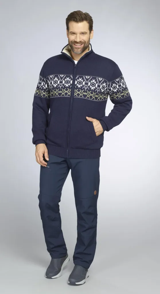 Strickjacke gefüttert, Farbe navy/grün, Gr.M