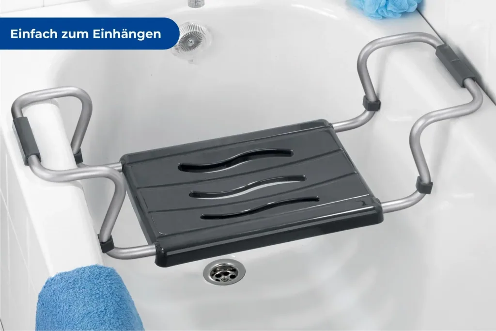 Badewannensitz Secura, silber- anthrazit, ausziehbar, 120 kg Tragkraft