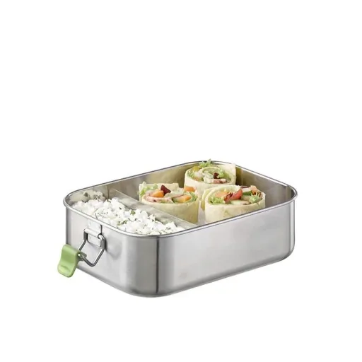 Hochwertige langlebige Edelstahl Lunchbox/Brotdose 1,1L inklusive Trennwand / auslaufsichere Frischhaltedose / Bento Box