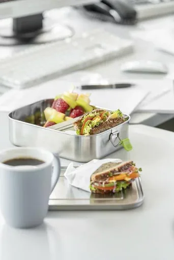 Hochwertige langlebige Edelstahl Lunchbox/Brotdose 1,1L inklusive Trennwand / auslaufsichere Frischhaltedose / Bento Box