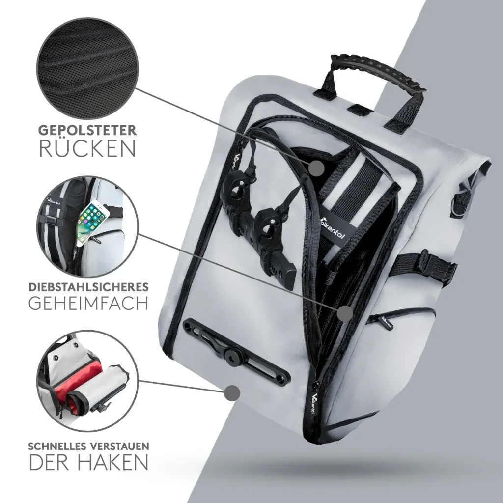 ValkPro 3 in 1 Fahrradtasche, Grau reflektierend