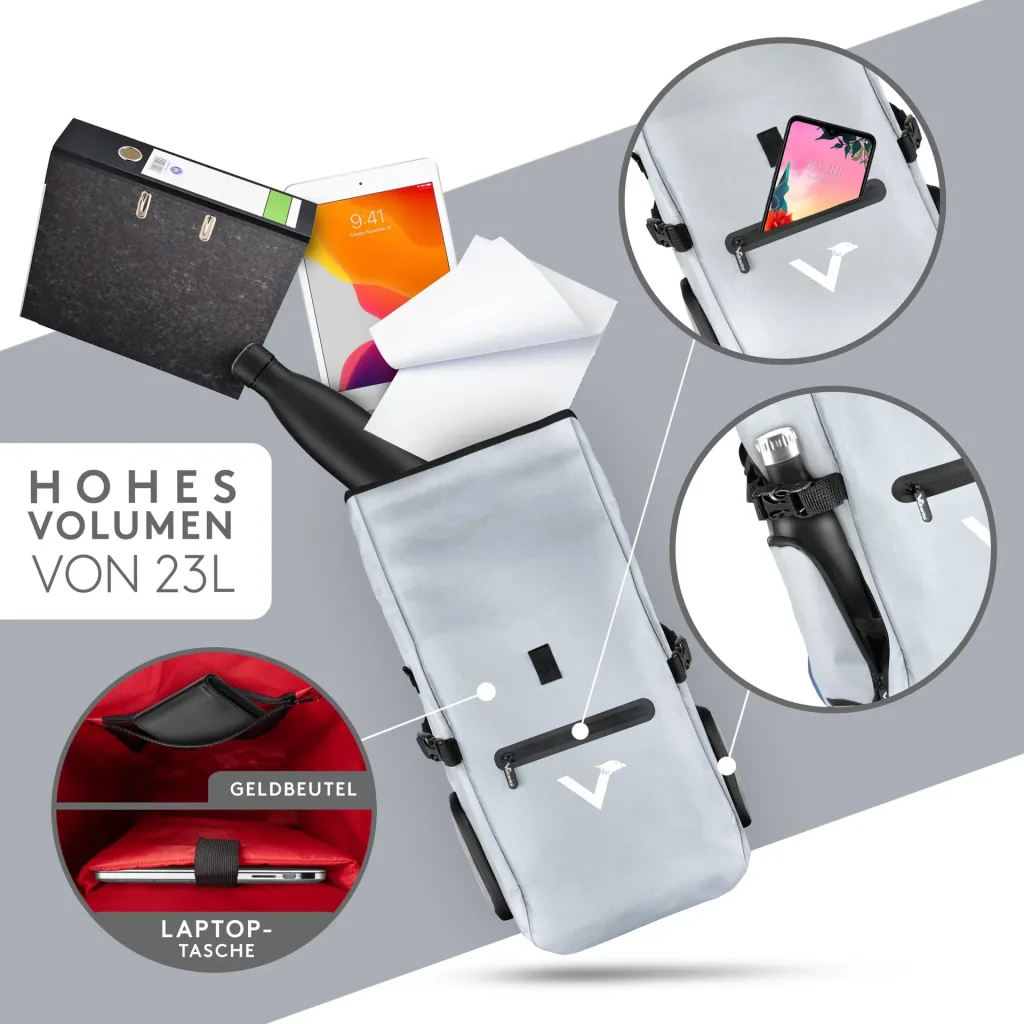 ValkPro 3 in 1 Fahrradtasche, Grau reflektierend