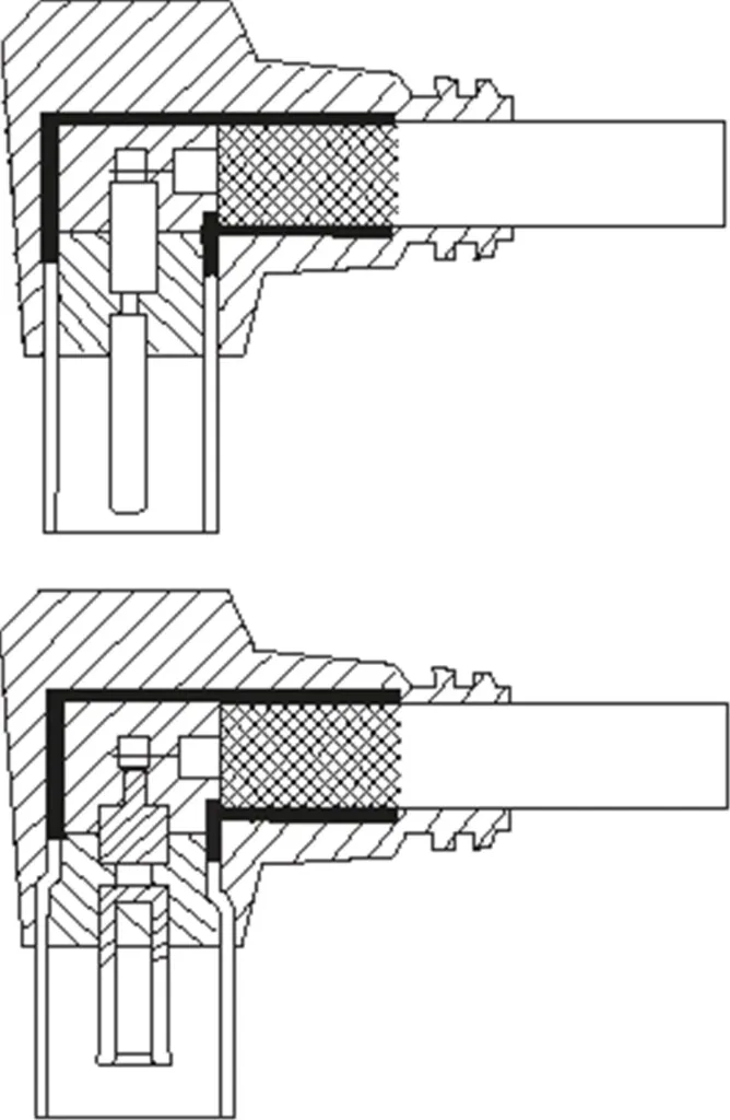 TV Antennenkabel 135 dB, 4x geschirmt, 1 m, Weiß - vergoldet, Koax-Buchse 90° > Koax-Stecker 90° (70411)
