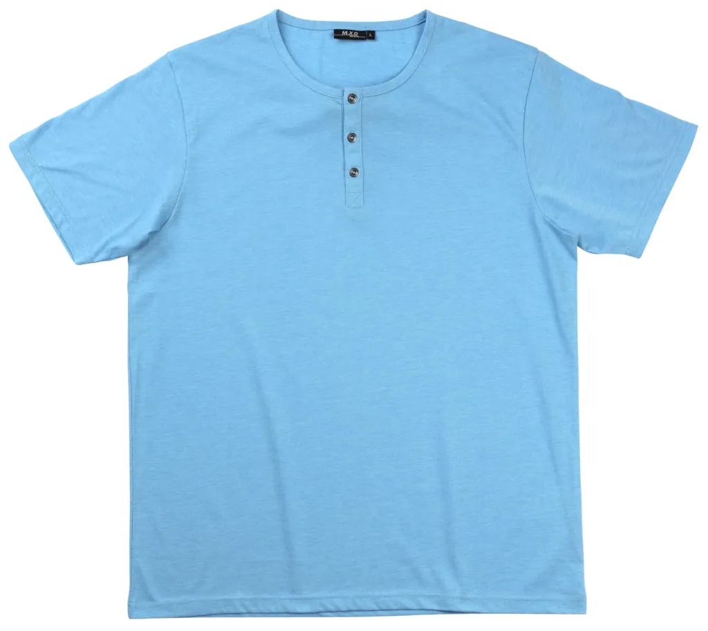 T-Shirt mit Knopfleiste, Farbe blau/melange, Gr.L