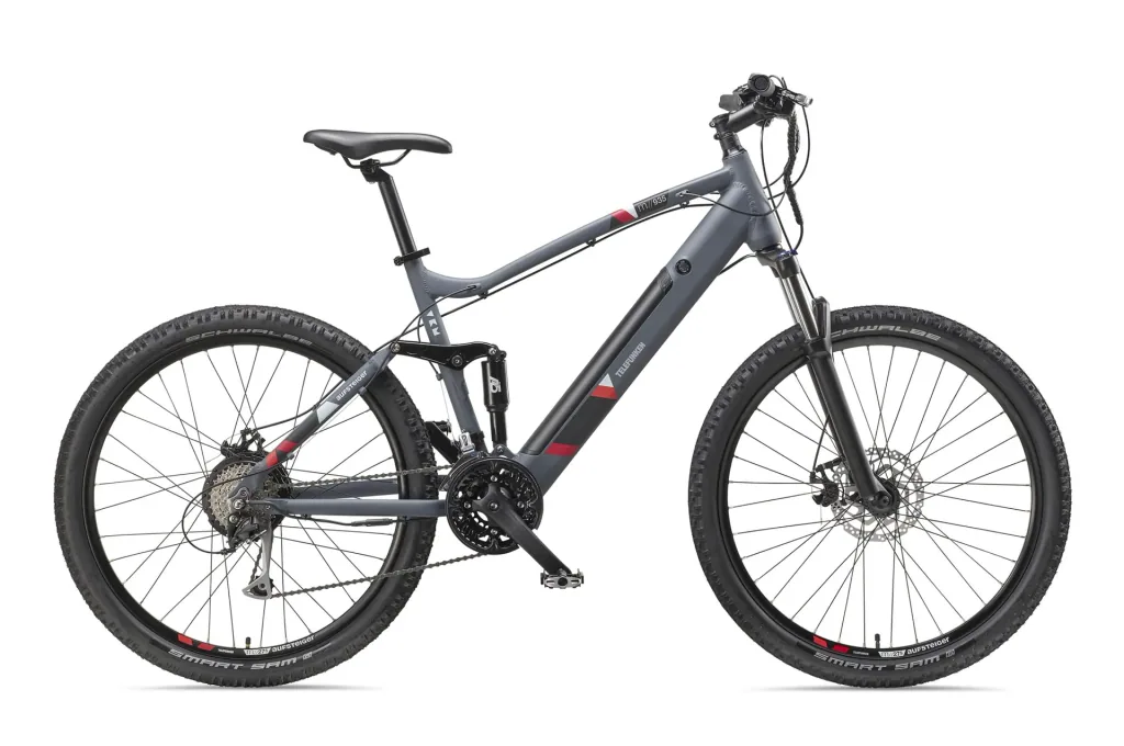 Unisex Alu MTB E-Bike, 27,5 Zoll, 24-Gang Kettenschaltung, grau, Aufsteiger M935 Fully