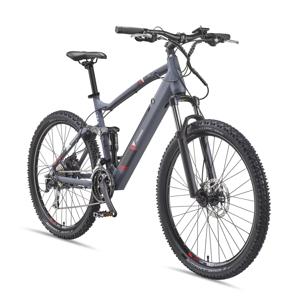 Unisex Alu MTB E-Bike, 27,5 Zoll, 24-Gang Kettenschaltung, grau, Aufsteiger M935 Fully