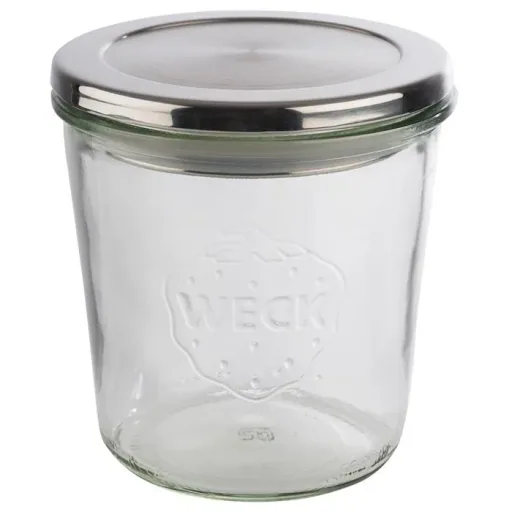 Weck-Gläser mit APS Deckel 2-er Set: 2 Gläser: Ø11 cm x 11 cm, Sturzform 580 ml + Edelstahl Deckel mit Silikondichtung