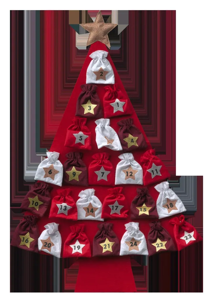 Adventskalender "Tannenbaum", zum Befüllen, rot