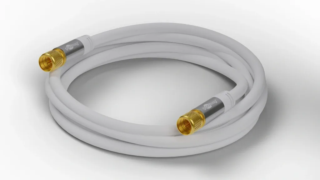 SAT Antennenkabel 135 dB, 4x geschirmt, 3 m, Weiß - vergoldet, F-Stecker > F-Stecker (70606)