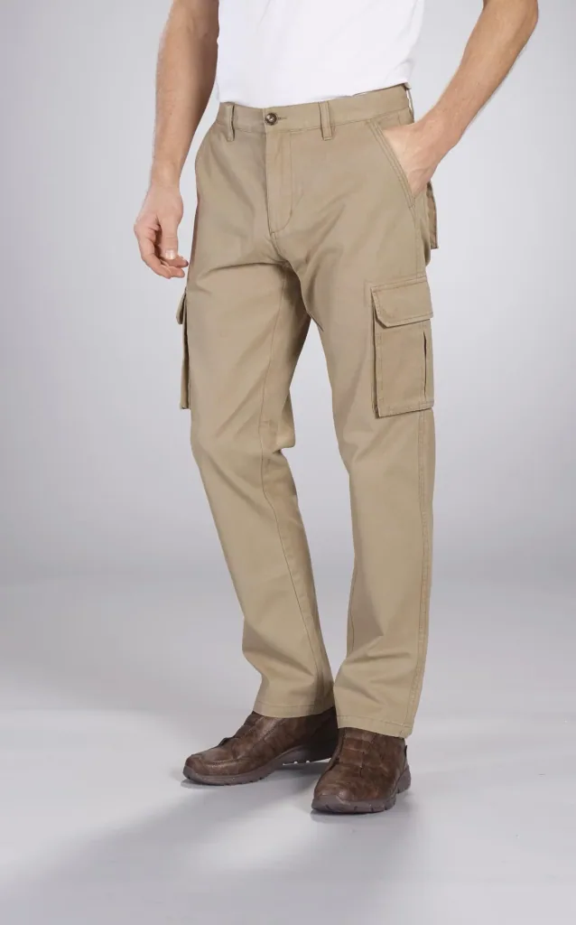 Cargohose mit 2 aufgesetzten Beintaschen, Farbe beige, Gr.48