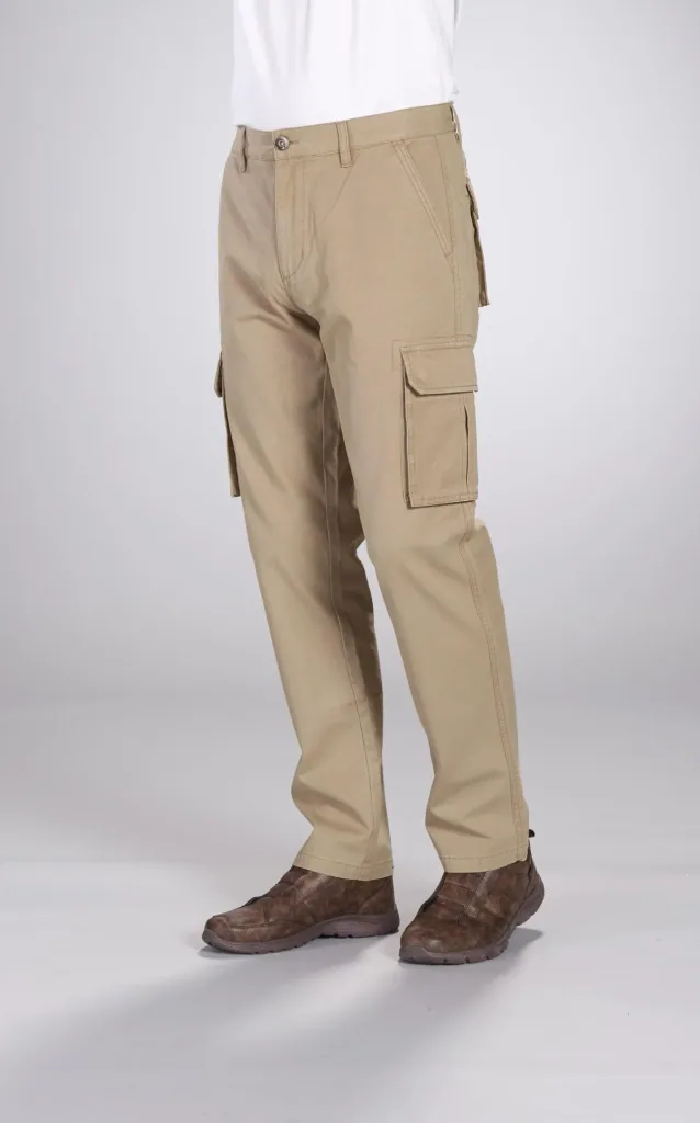 Cargohose mit 2 aufgesetzten Beintaschen, Farbe beige, Gr.48