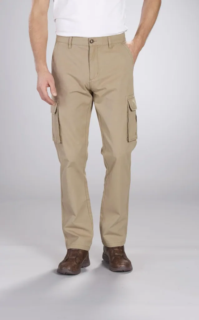 Cargohose mit 2 aufgesetzten Beintaschen, Farbe beige, Gr.48