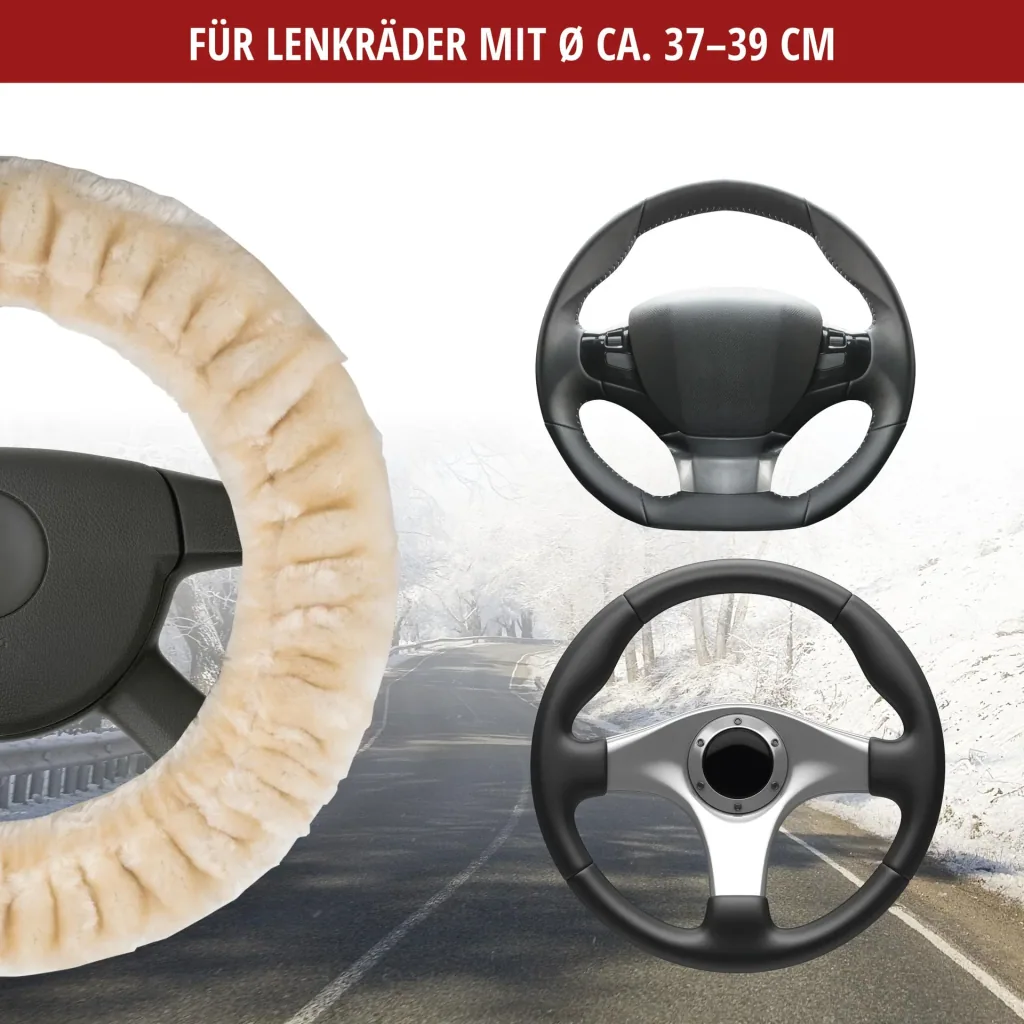 Lenkradbezug "Teddy" aus Kunstfell, Beige