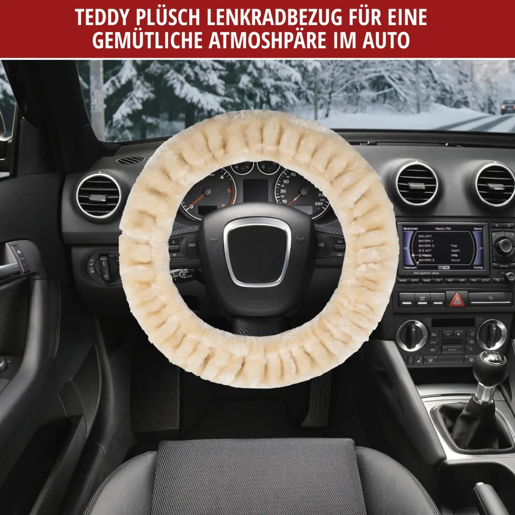 Lenkradbezug "Teddy" aus Kunstfell, Beige