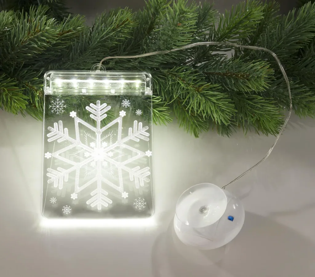 LED Fensterbild Schneeflocke mit Saugnapf