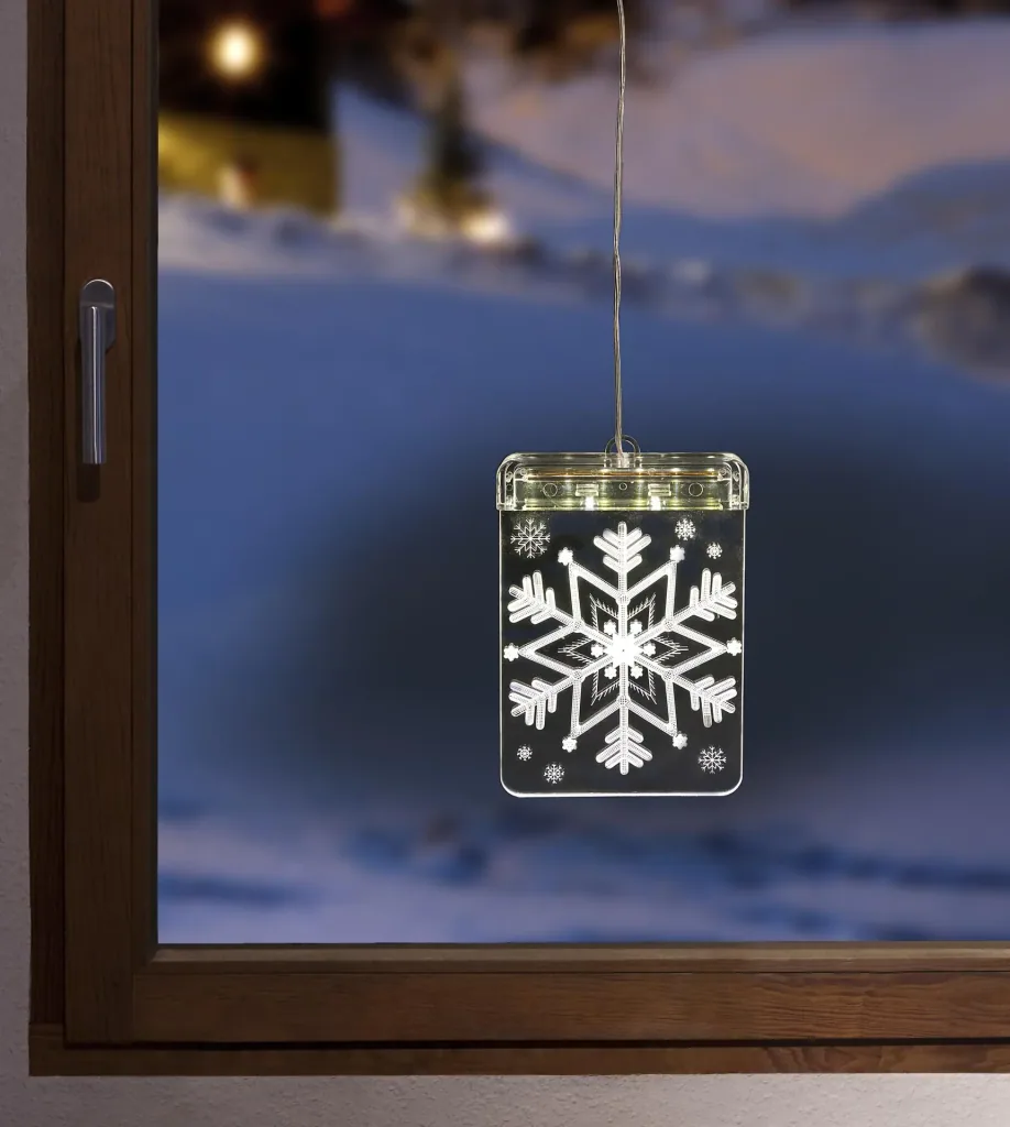 LED Fensterbild Schneeflocke mit Saugnapf