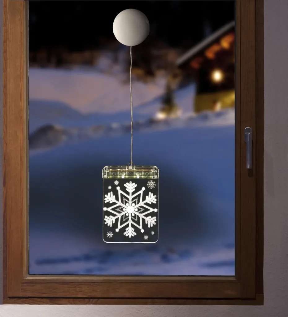 LED Fensterbild Schneeflocke mit Saugnapf