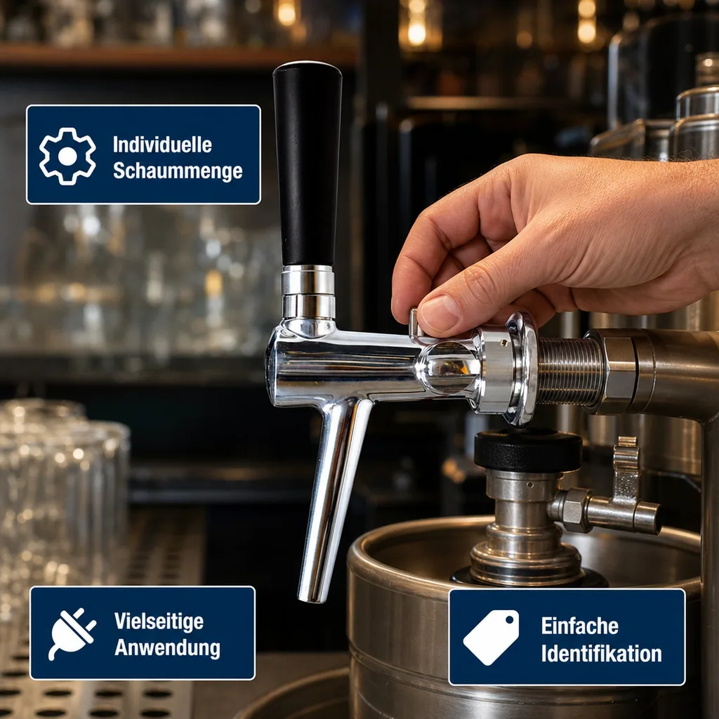 Zapfhahn, Kompensatorhahn, Bierzapfhahn, Schankhahn - C-TAP, Chromnickelstahl, Perfekte Schaumqualität & Langlebigkeit, Gewindelänge: 55 mm