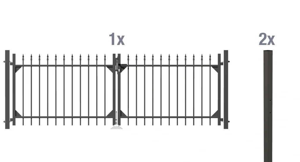 Doppeltor-Set Chaussee inkl. Pfosten 3 x 1,2 m anthrazit matt